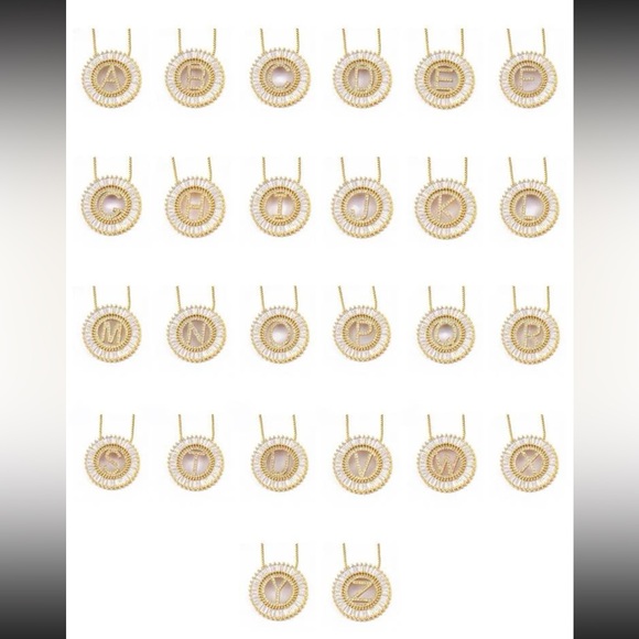 1pc Elegant Letter Initial Alphabet Monogram Cubic Zirconia Round Charm Necklace - Picture 8 of 8